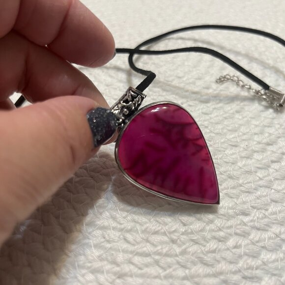 Beautiful PINK SOLAR AGATE Handmade Sterling 925 Pendant/Cord #55D - Picture 3 of 3